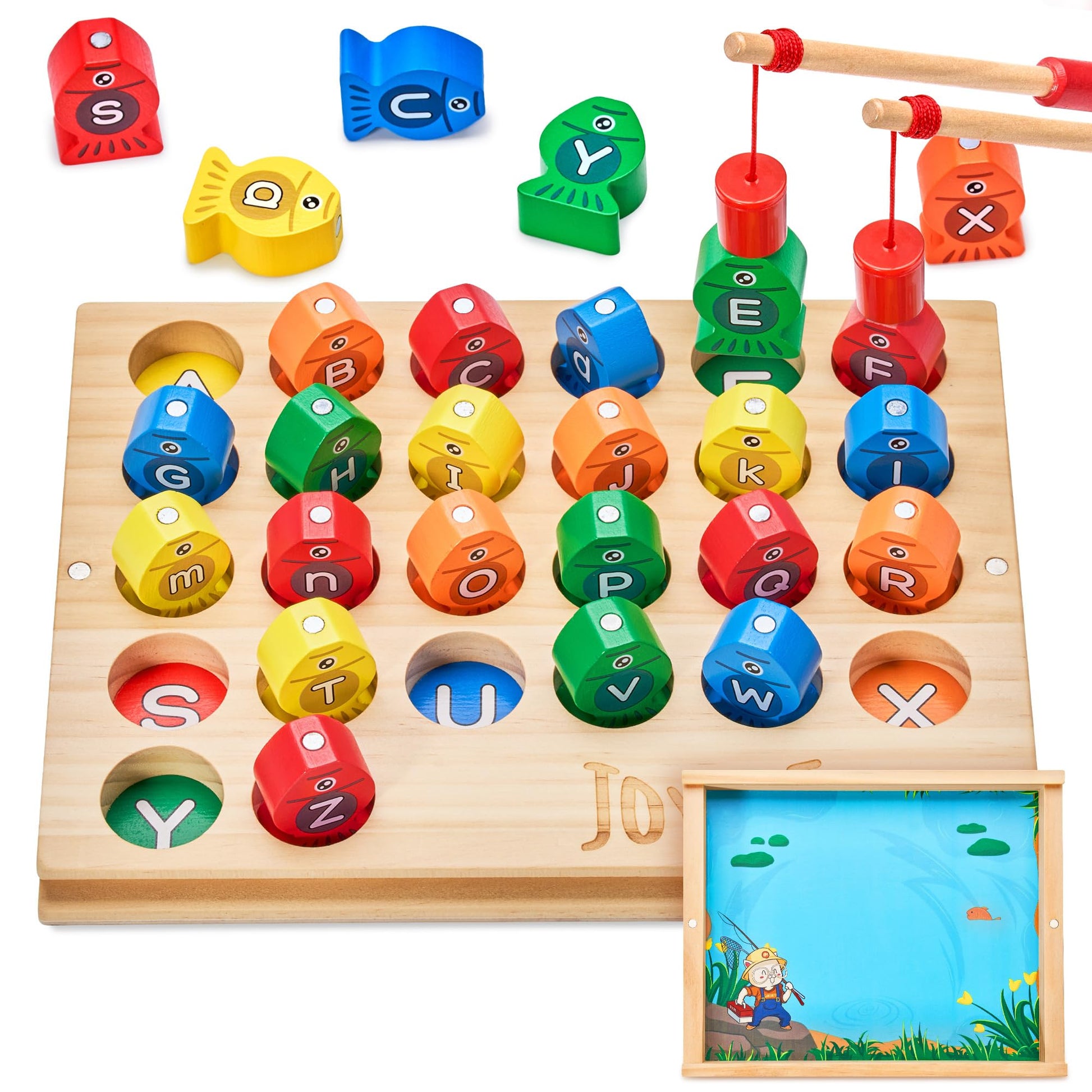 Joycat Wooden Magnetic Fishing Game For Toddlers, Alphabet Educational Color Sorting Games Puzzle, Fine Motor Skills Toy With Letters, Preschool Learning Abc Toys Gift For Kids 3 4 5 Years Old