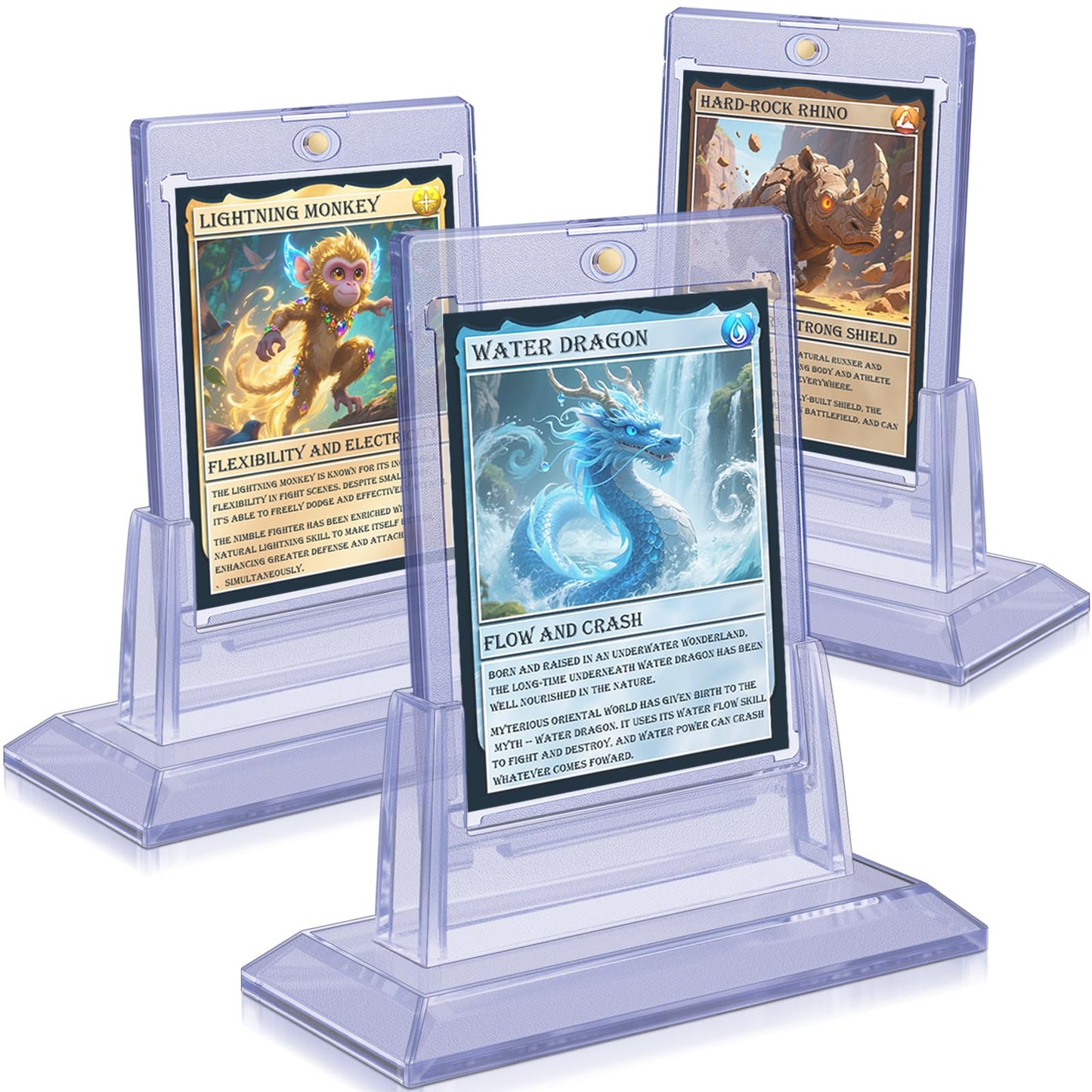 3 Pack Magnetic Card Holders for Trading Cards, 35pt Acrylic Baseball Card Holders Display Case Fit for Sports Cards, TCG MTG Ca