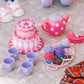 Sophia'S Complete Cake & Tea Party Accessories Set With Teapot, Teacups, Utensils, Pretend Dessert And Drinks For 18' Dolls, Pink/Purple