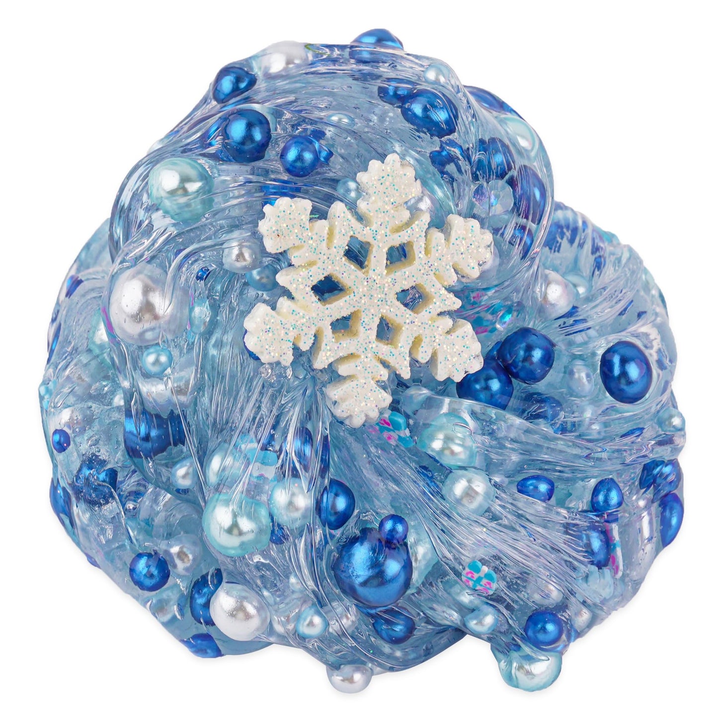 Blue & White Pearl Bead Slime, Good Stretchy & Non-Sticky Crunchy Slime, Slime Party Favors For Kids, Slime Sensory Toys, Girls