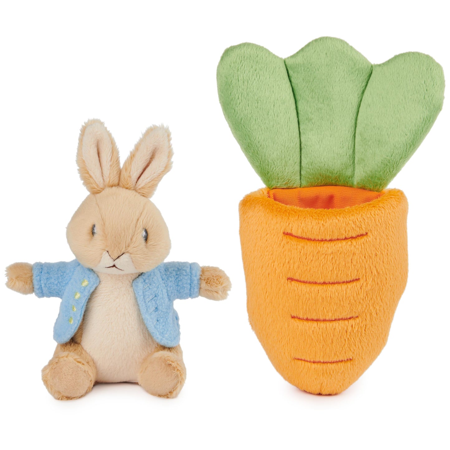 Gund Beatrix Potter 2-In-1 Peter Rabbit With Carrot Plush Playset, Bunny Stuffed Animal For Ages 1 And Up, Orange/Blue, 7