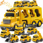 JUKUDAHU 7-in-1 Construction Truck Toys Sets for 3 4 5 6 Years Old Boys - Engineering Toys for Kids, Carrier Truck Toys for Boys