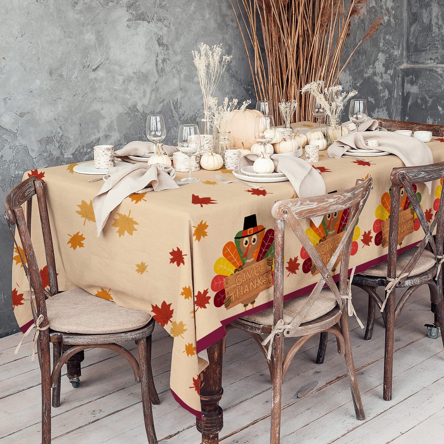 Gatherfun Turkey Thanksgiving Decorations, Disposable Tablecloth, Plastic Table Cover for Autumn Party Decorations and Thanksgiv