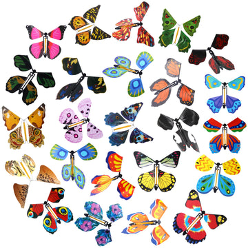 Outee 24 Packs Flying Butterfly Card Surprise Wind Up Butterfly In The Book Rubber Band Powered Fairy Flying Toy Great Xmas Gift Butterfly Teacher Appreciation Gift