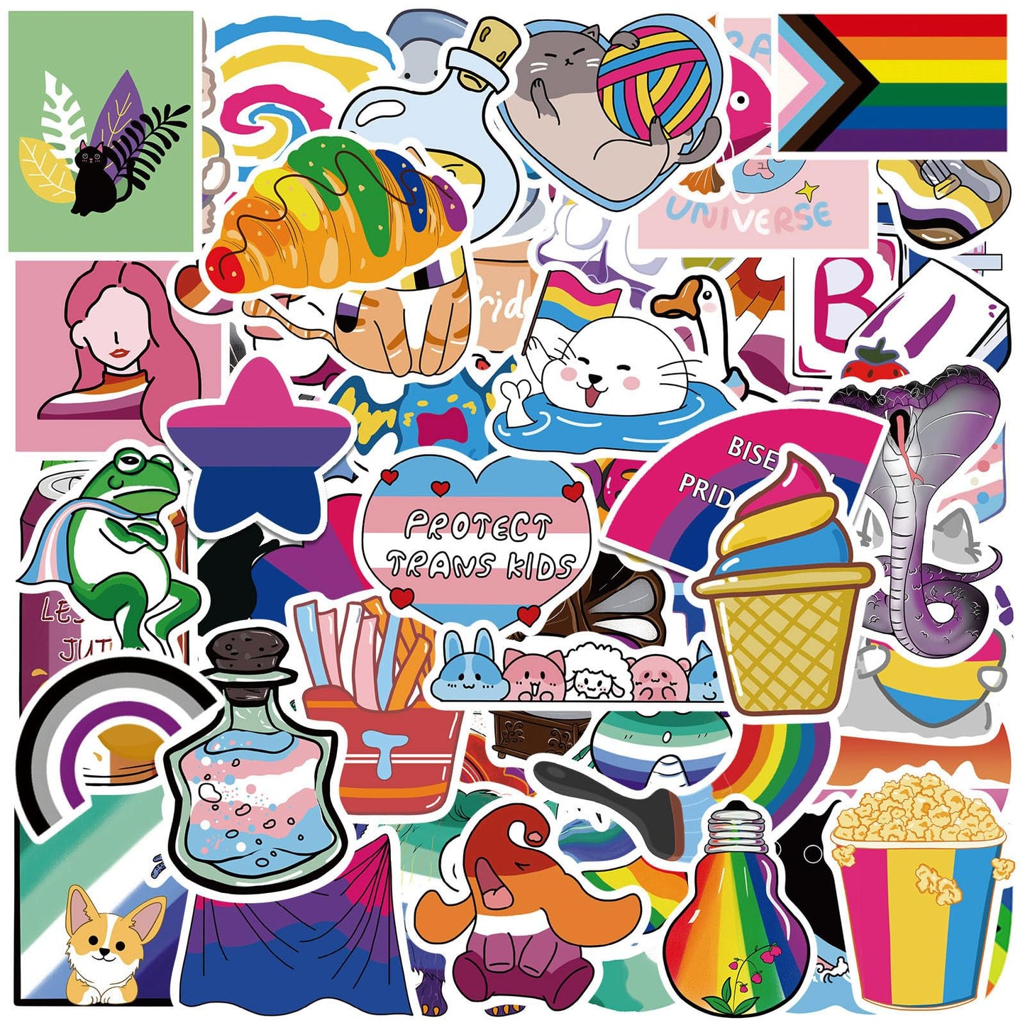 Meplum Pride Stickers, 200 Pcs Lgbtq+ Stickers, Gay Stickers Bulk For Trans Bi Lesbian Lgbtq Gay Pride Stuff, Mixed Pride Sticke
