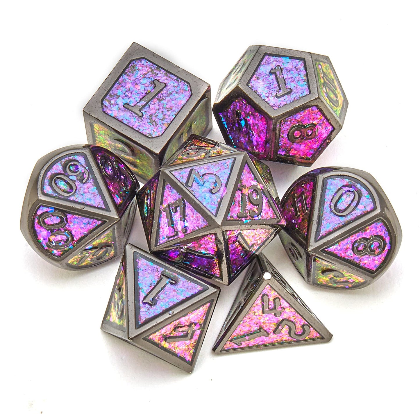 Metal dice Set D&D, 7piece Polyhedron DND D20 D12 D10 D8 D6 D4 dice Set, Suitable for Dungeons and Dragons RPG Game DND dice Set