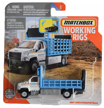 Matchbox GMC 3500 Attenuator Truck, [White/Blue] Working Rigs 6/8
