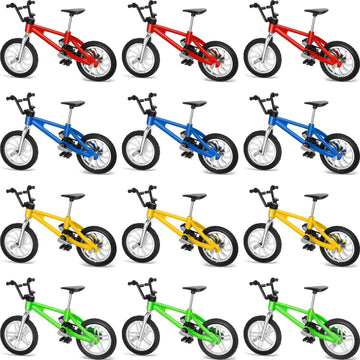 Gejoy 12 Pieces Finger Bikes Mini Bmx Bike Mini Bicycle Toy Miniature Bike Figurine For Kids Adults Christmas Birthday Party Gifts Collections Decoration(Vintage Color)