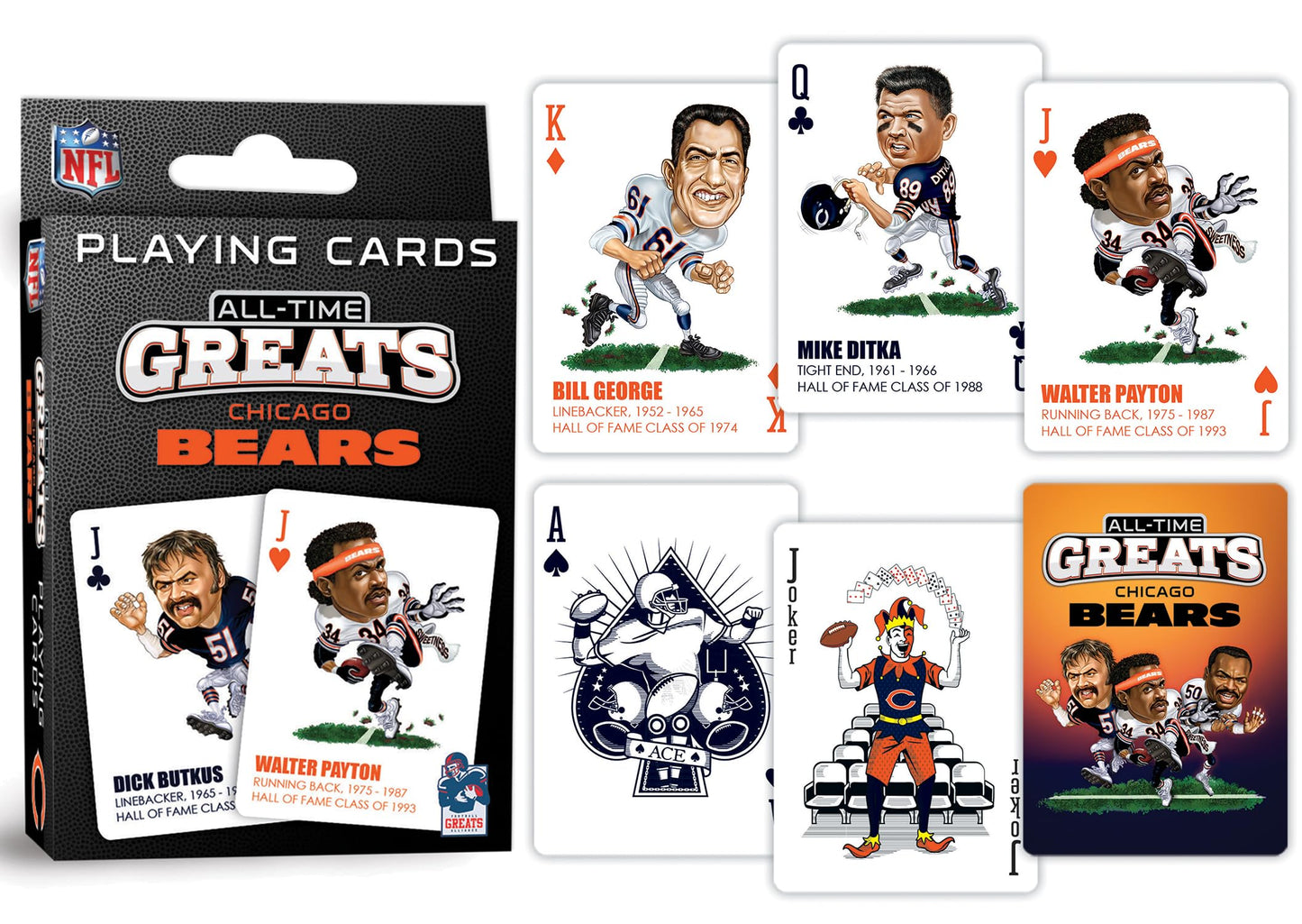 MasterPieces Playing Cards - Chicago Bears All-Time Greats Playing Cards - Officially Licensed Playing Card Deck for Adults, Kid