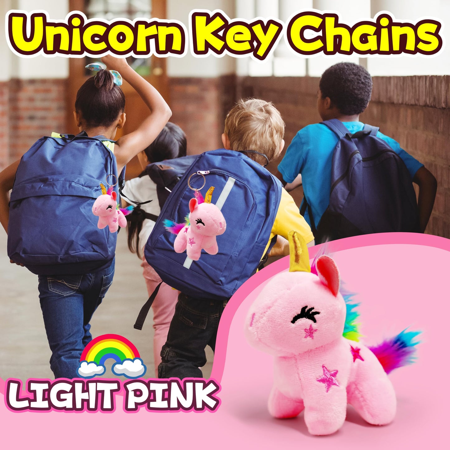Light Pink Unicorn Stuffed Animals, Kawaii Plushies For Girls And Boys, Soft Unicorn Mini Plush Toys Key Chains, Fun And Cuddly