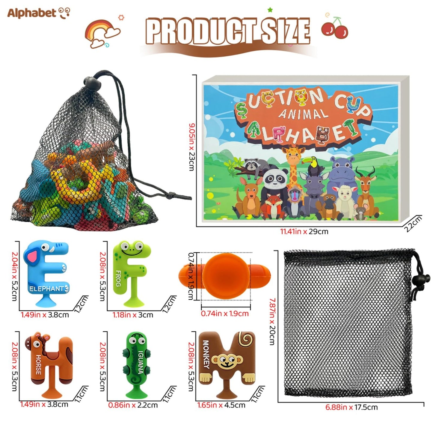 Suction Bath Toy for Toddler, 26PCS Animal Alphabet, Montessori Sensory Toy Gift for Kids Aged 3-12, Educational Spelling for Au