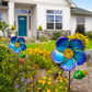 Viveta 2 Pack Wind Spinners With Metal Stake, 28.7 Inches Outdoor Garden Pinwheels Spinners Blue Flower Shape Design For Yard La