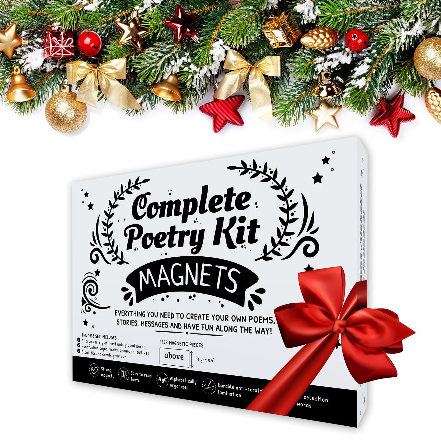 1138 Pcs Complete Poetry Magnets Kit, Word Magnets For Fridge, Poem Magnets, Word Fridge Magnets, Sentence Building, Sentence Magnets To Write Poems, Stories, Conversations - Simply Magic