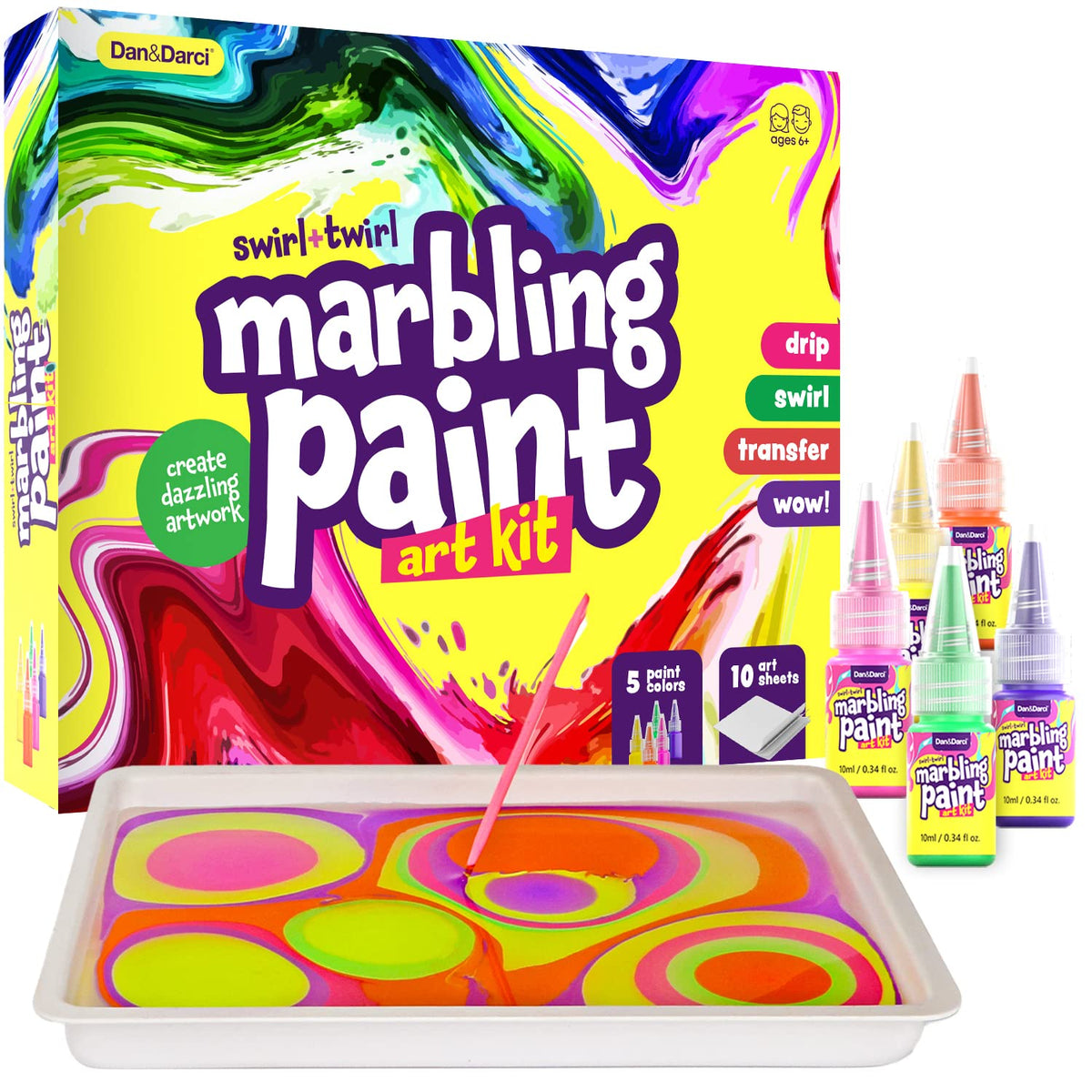 Marbling Paint Art Kit for Kids  Arts & Crafts Gifts for Girls & Boys Ages 612 Years Old  Easter Craft Kits Set  Paint Gift 