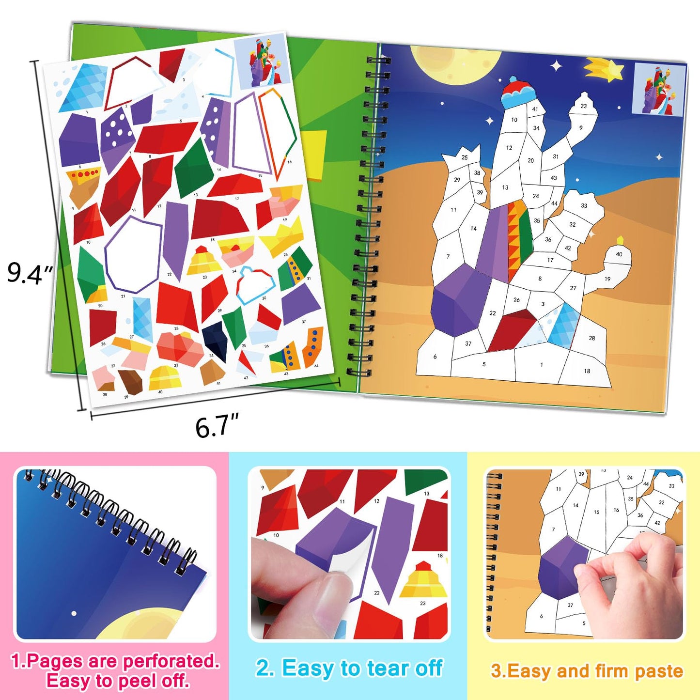 Tbeej 2Pcs Bible Crafts For Kids Ages 4-8 Sticker Paint Books Airplane Activities Includes Christian Jesus Angel Adam&Eve And Mo