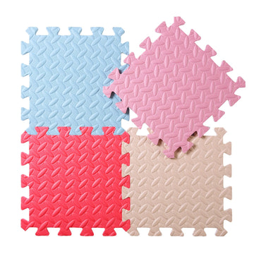 Tamiplay 16 Tiles Foam Play Mat, 0.4 Inch Thicked Interlocking Floor Mats With Solid Colors, Squares Baby Play Mat, Eva Foam Puzzle Floor Mat Foam Mats For Toddlers(Red/Beige/Pink/Sky Blue)