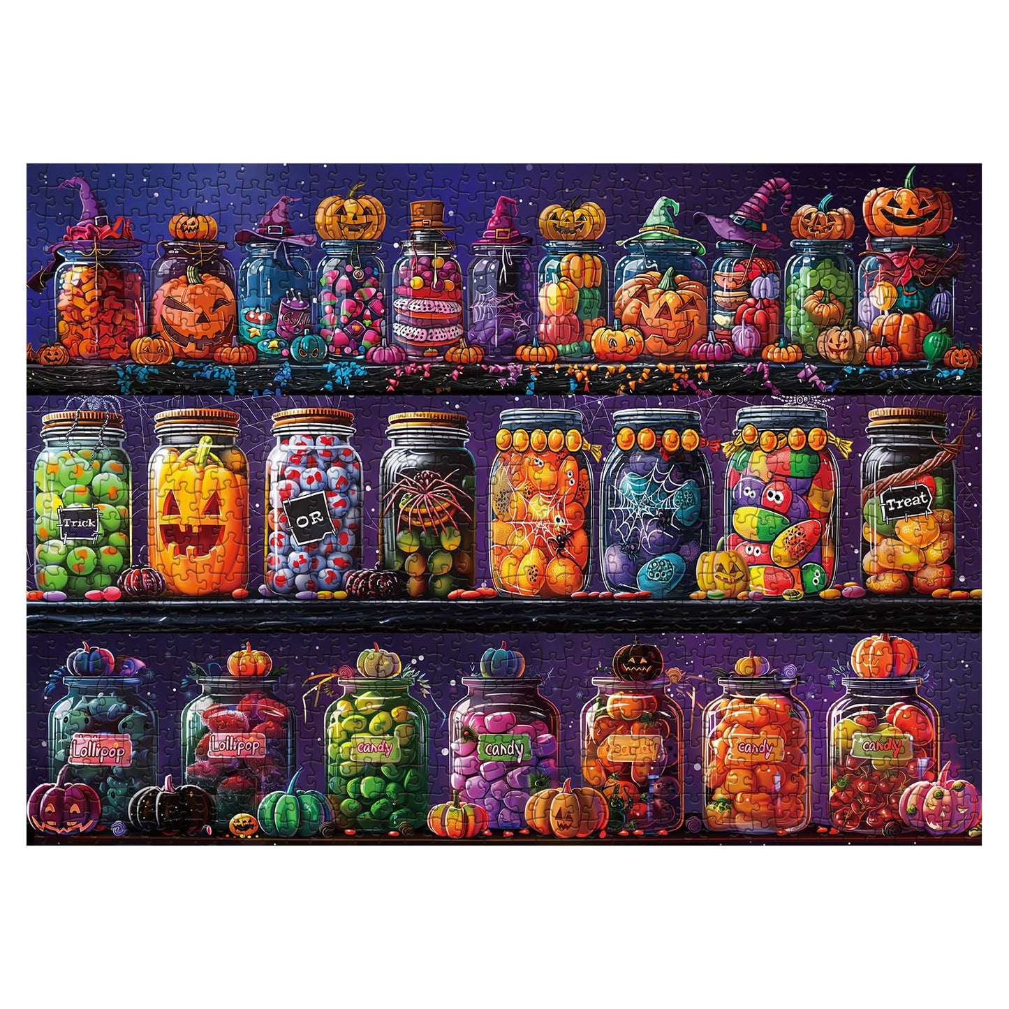 Halloween Horror Candy Jigsaw Puzzle 1000 Piece for mature-themed  Magic Fall Holiday Pumpkin Jigsaw Puzzles  Funny Art Aesthetic Colorful Puzzle