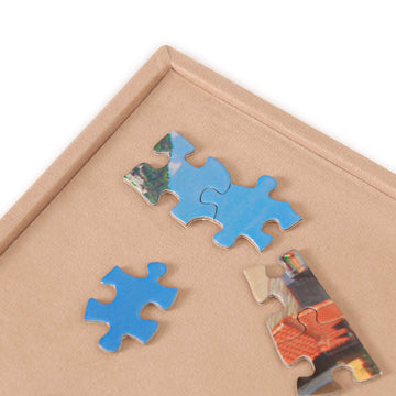 LAVIEVERT Portable Wooden Jigsaw Puzzle Board - Non-Slip Surface for Up to 1000 Pieces - Khaki Puzzle Storage Solution