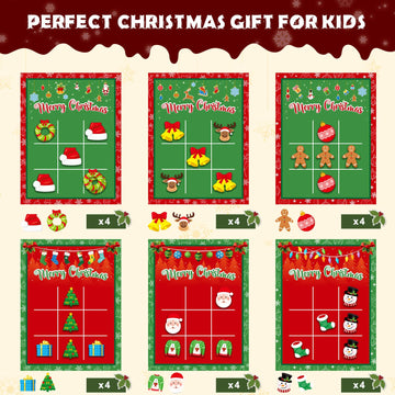 Capoda 24 Pack Christmas Party Favors Gift Christmas Tic Tac Toe Strategic Board Game For Family Happy Christmas Stocking Stuffe