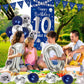 10Th Birthday Decorations For Boys Girls, Navy Blue Silver Happy 10Th Birthday Double Digits Door Banner Decorations, 32 Number