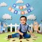 Light Blue Navy Brown Orange Happy Birthday Banner - Birthday Party Decoration for Boys, Happy Birthday Garland Inspired by Blue