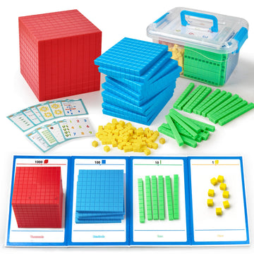 Stochastic Box Base Ten Blocks Plastic 143 Pcs Math Manipulatives Kindergarten Counting Cubes For Kids Math,Place Value Blocks F