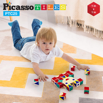 Picassotiles Infinite Magnetic Puzzle Magic Cube Easy-Connect Brain Teaser Toy Set Magnet Pattern Block Matching Toys Free Ideab