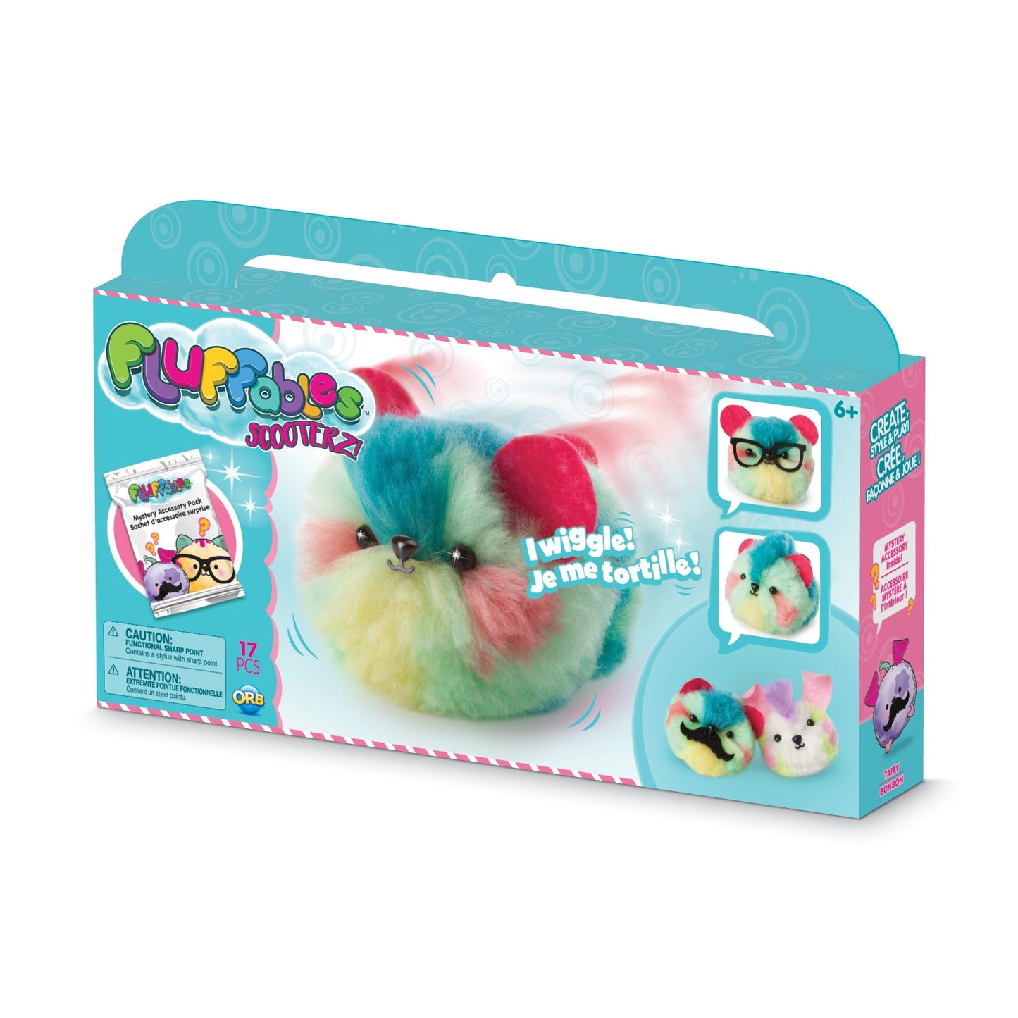 ORB The Factory Fluffables Taffy Motion Arts & Crafts, Green/Blue/Yellow/Pink, 11.75 x 2 x 6