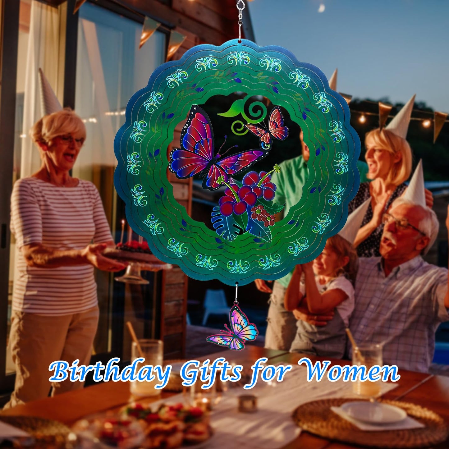 Butterfly Metal Wind Spinners, Butterfly Gifts For Women Mom Grandma Wife Men, 12 Inch 3D Stainless Steel Hanging Wind Spinner F