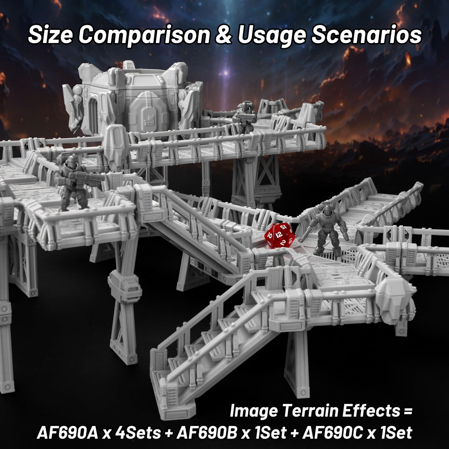Sci-Fi Platform Walkways Set - RPG Terrain for mature-themeds  DND Walls and Bridges  Building Blocks for Tabletop RPG Games Like Dungeons and Dragons and Shadowrun-AF690C