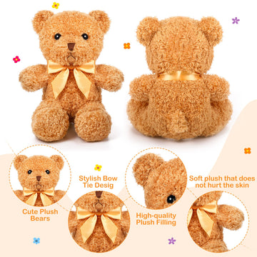 5 Pcs Bears Stuffed Animal Soft Plush Toys 12 Inches Cute Bear Small Shaggy Bear With Hoodie Bow Tie For Kids Boys Girls Baby Sh