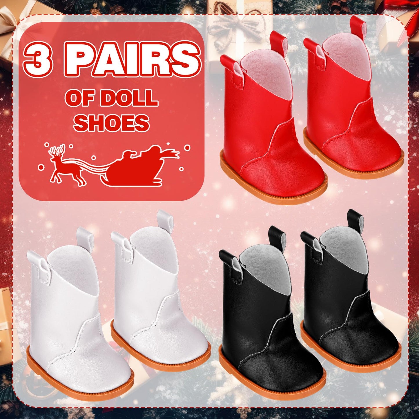 Bencailor 3 Pairs 18 Inch Doll Boots And Shoes Spring Doll Shoes Skates American Boots Skates(Stylish Style)