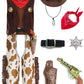 Gz-Laopaitou 8 Pcs Cowboy Costume For Boys, Kids Cowboy Outfit Brown Western Costume Toddler Role Play Halloween Cosplay