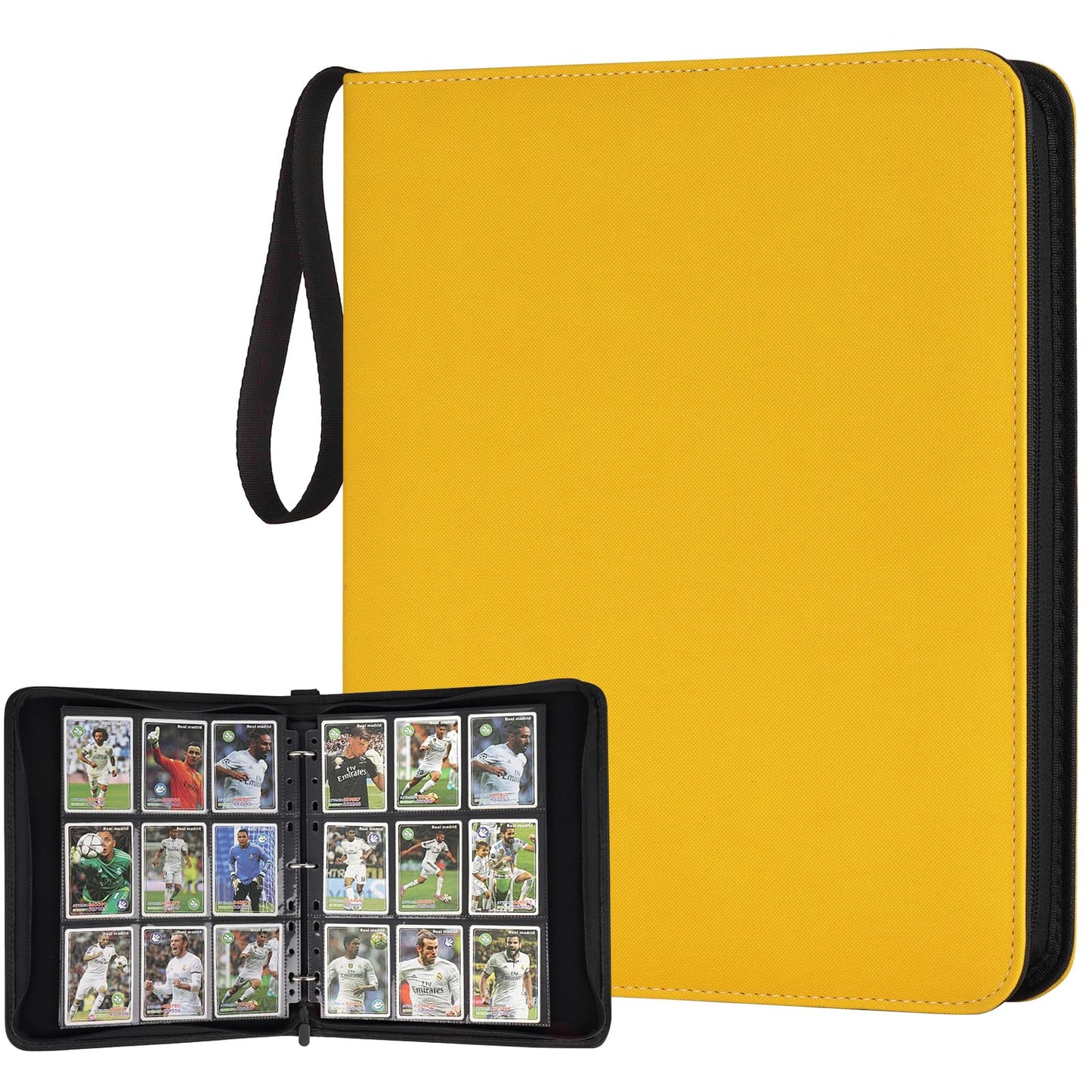 GERMUN 9 Pocket Card Binder  enhanced Zip Trading Card Binder  720 Double Sided Pocket PU Card Collection Binder  Collector Card Album  Card Folder for MTG  TCG  Sports Cards  Game Cards (YELLOW)