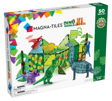 Magna-Tiles Dino World Xl 50-Piece Magnetic Construction Set, The Original Magnetic Building Brand