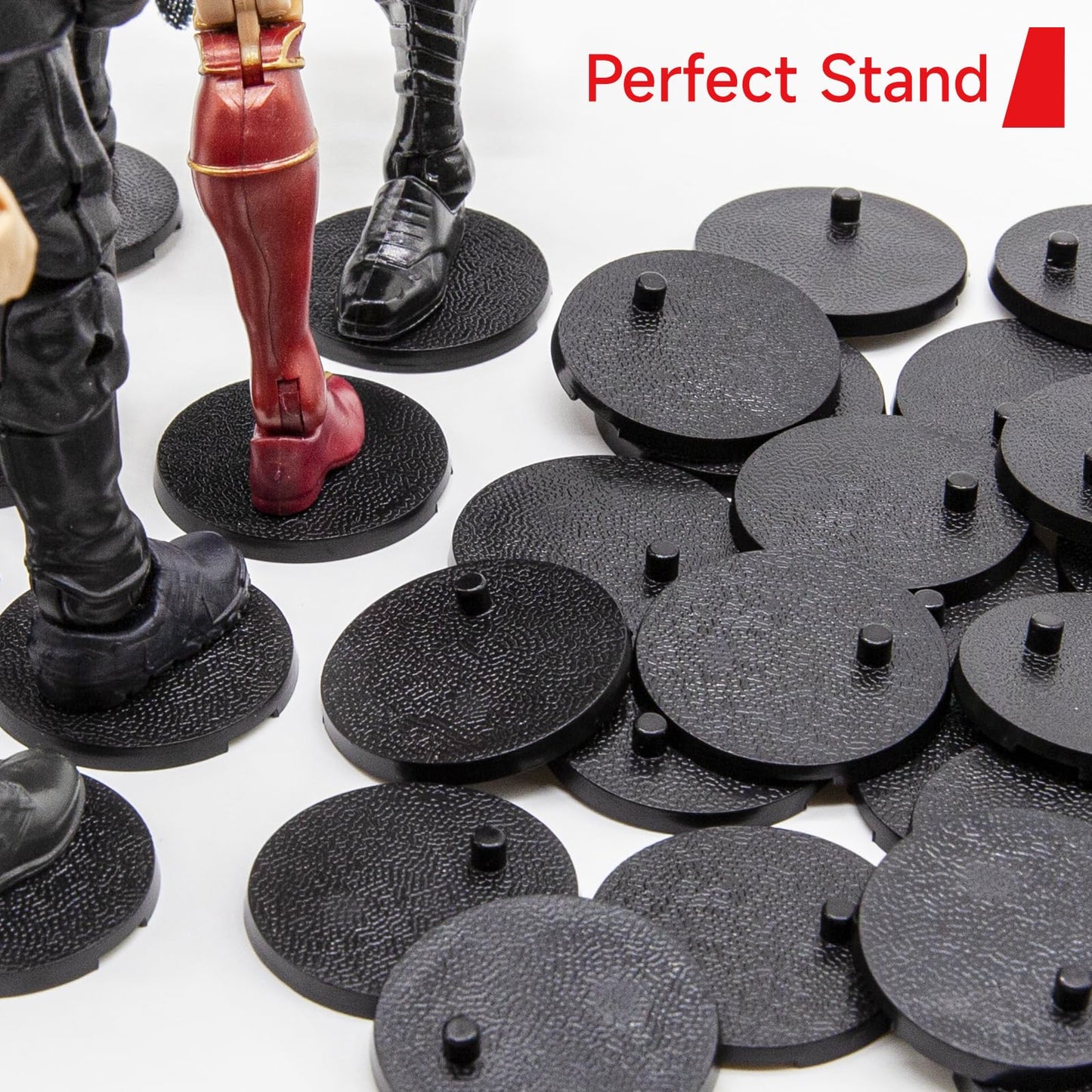 SIXPOINTS 36 Pieces Black Round Plastic Figure Display Holder Base ,6 inch Model Support Stands Compatible with 1/12 Marvel Lege