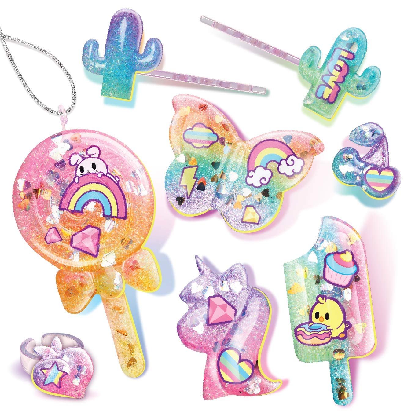 Jelli Rez Super Glitter Rainbow Pack - Quick & Easy DIY Resin Inspired Craft Activity Kit for Kids Ages 7 & Up