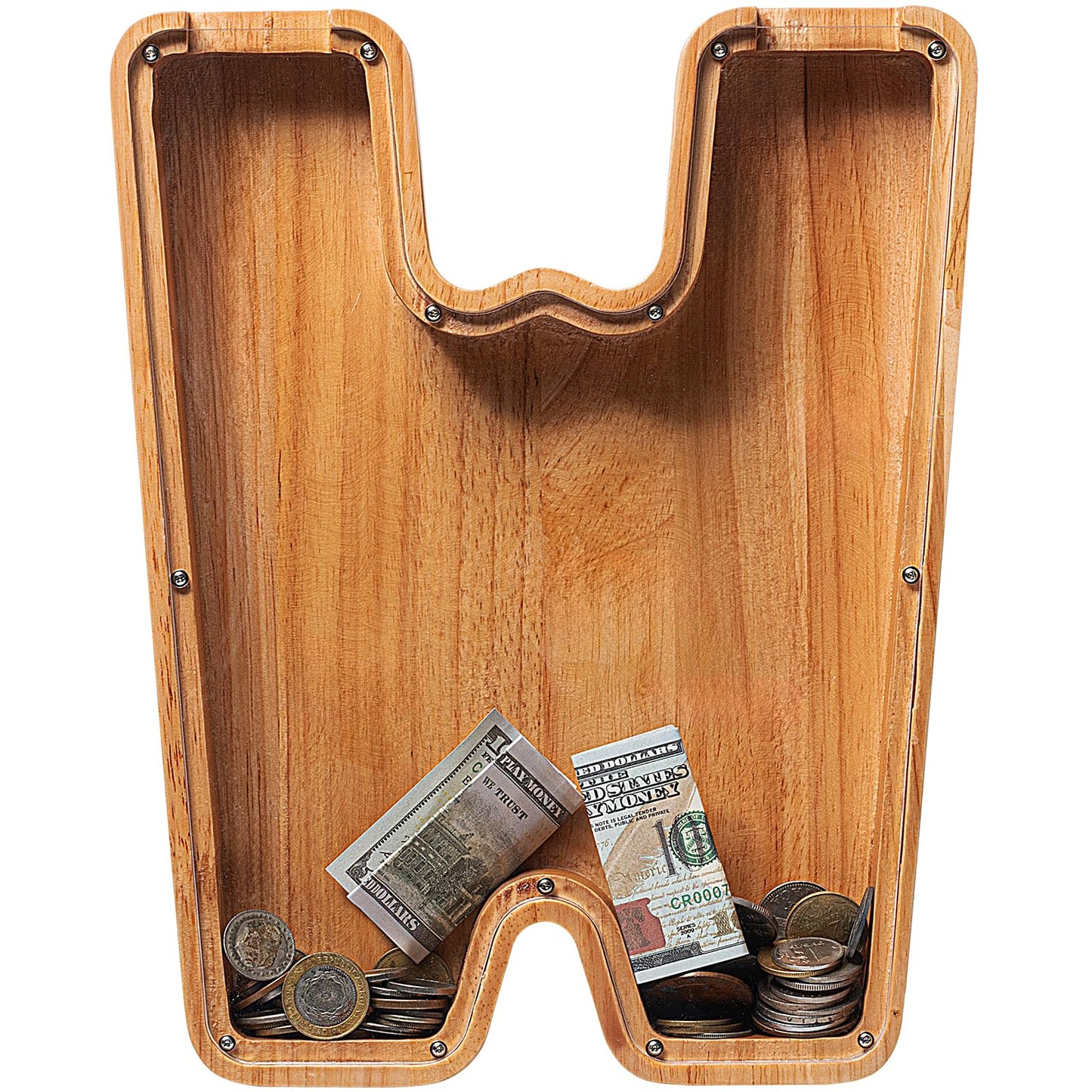 Sulevalt 12' Extra Large Wooden Letter Piggy Banks - Piggy Banks For Boys Girls Kids, Alphabet Money Banks With Initial W - Coin Banknote Bank Birthday/Christmas For Kids