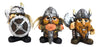 Ebros Gift Small Chibi Norse Viking Wild Berserkers Warriors with Axe decorative replica blade and Shield Statue Set of 3 Norselandic Hero Warlords Decorative Figurines