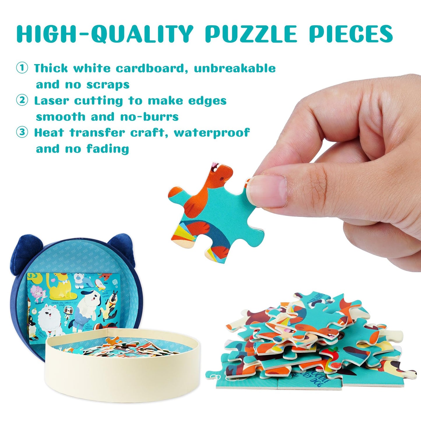 Toi Dog'S Family Puzzle For Kids Ages 3-5, 200 Pieces Dogs Jigsaw Puzzles For Toddlers With Dog-Shaped Gift Box, Preschool Learn