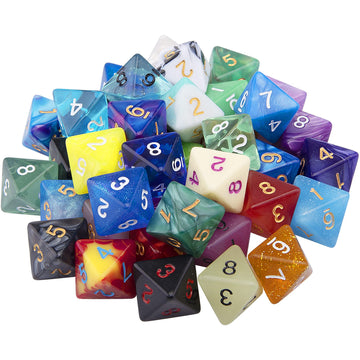 AUSTOR 42 Pieces Polyhedral Dice 8 Sided Game Dice Set Mixed Color Dices Assortment with a Black Velvet Storage Bag for DND RPG