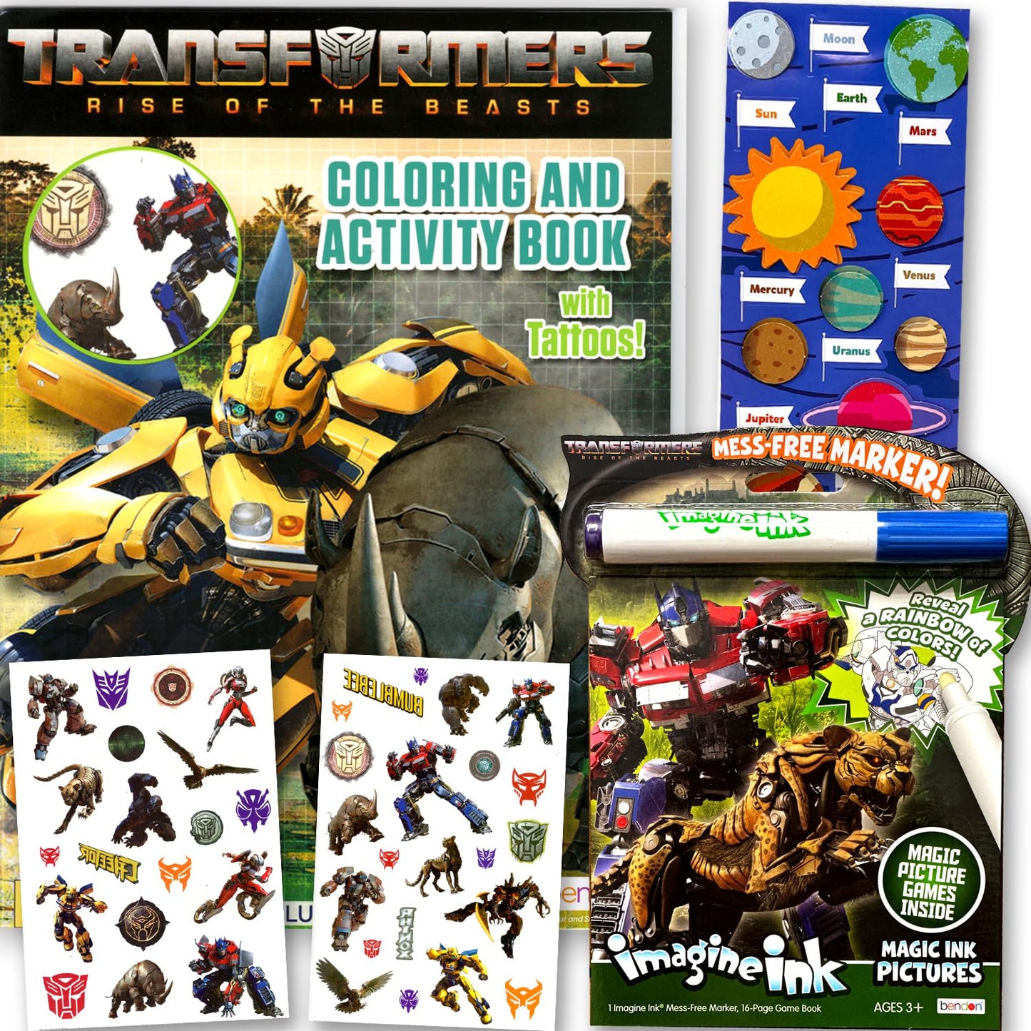 Bendon Transformers Coloring Activity Set - 8"x10" Paper Book with Optimus Prime & Bumblebee, Model TFM-CB-01