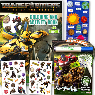 Bendon Transformers Coloring Activity Set - 8"x10" Paper Book with Optimus Prime & Bumblebee, Model TFM-CB-01
