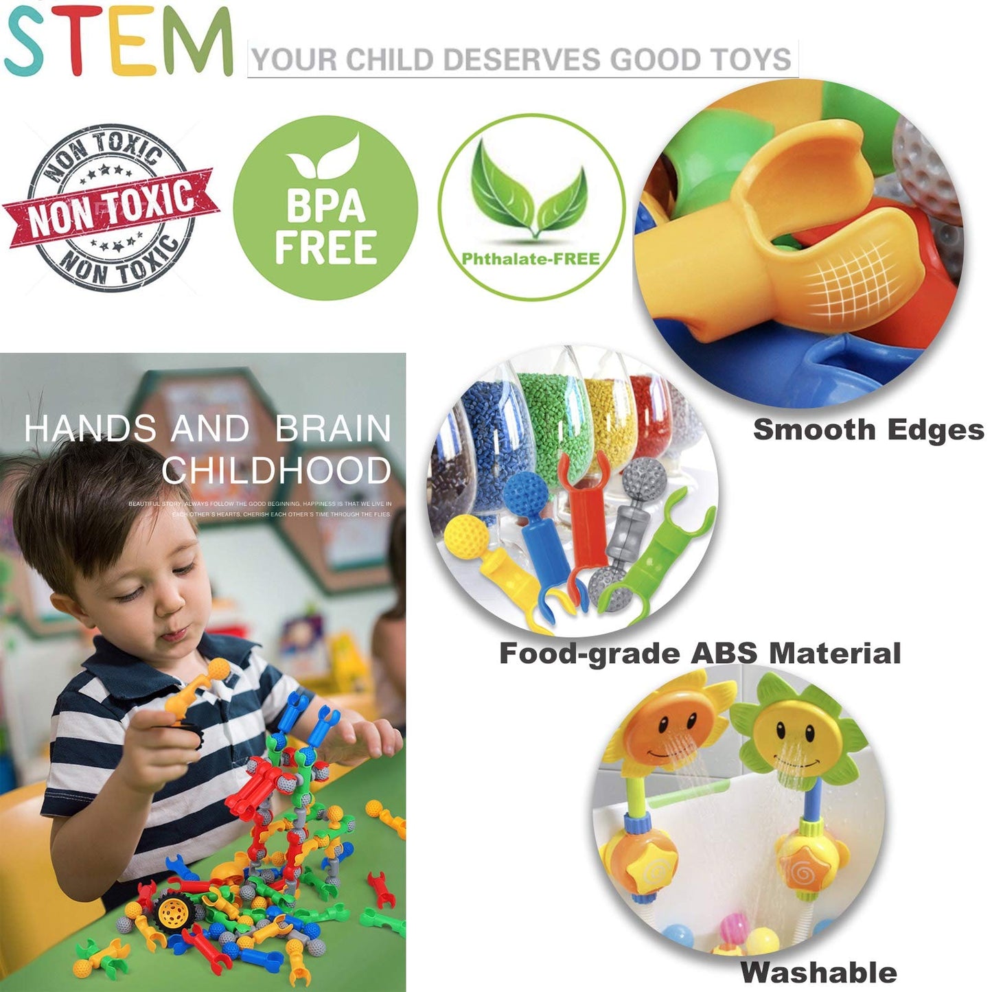 Stem Kids Building Toys For Ages 6-8 Boys Girls, 125 Pcs Building Blocks Games For Boys 3-5, Educational Learning Toys For 3 4 5 6 7 8 Year Old, With Large Storage Box, Ideal Christmas Birthday Gifts