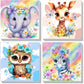 4 Pack Animal Paint By Number For Kids With Wooden Frame-Paint By Numbers For Kids Animals Ages 4-8-12,Easy Elephant Owl Giraffe