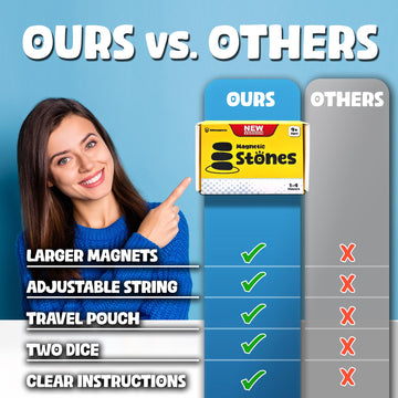 Upgraded (Multi-Level) Magnetic Chess Game With Stones - Clear & Simple Instructions | Premium Set With 20 Larger & Stronger Sto