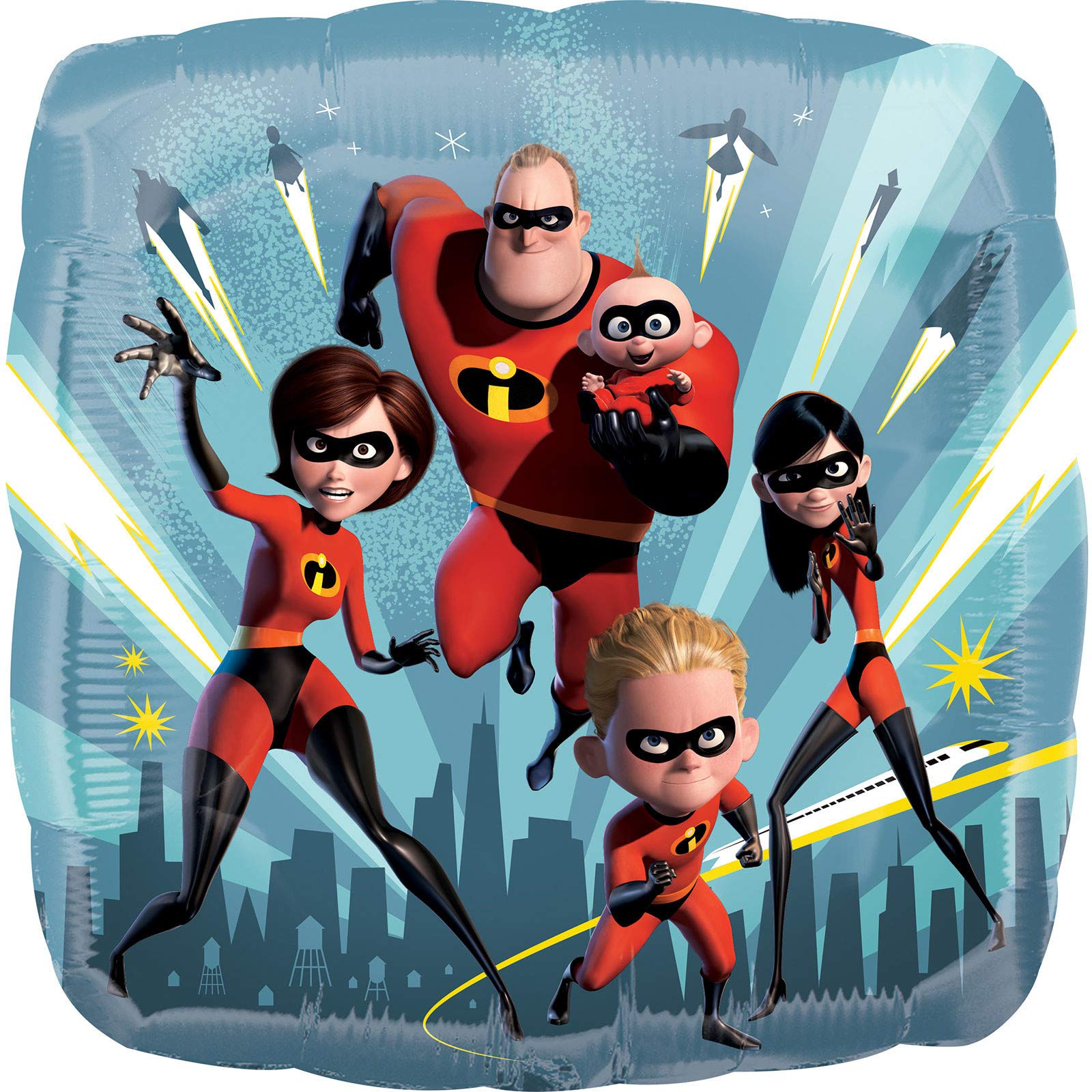 Square Shape Foil Balloon with The Incredibles Theme  1 Pc.,One Size