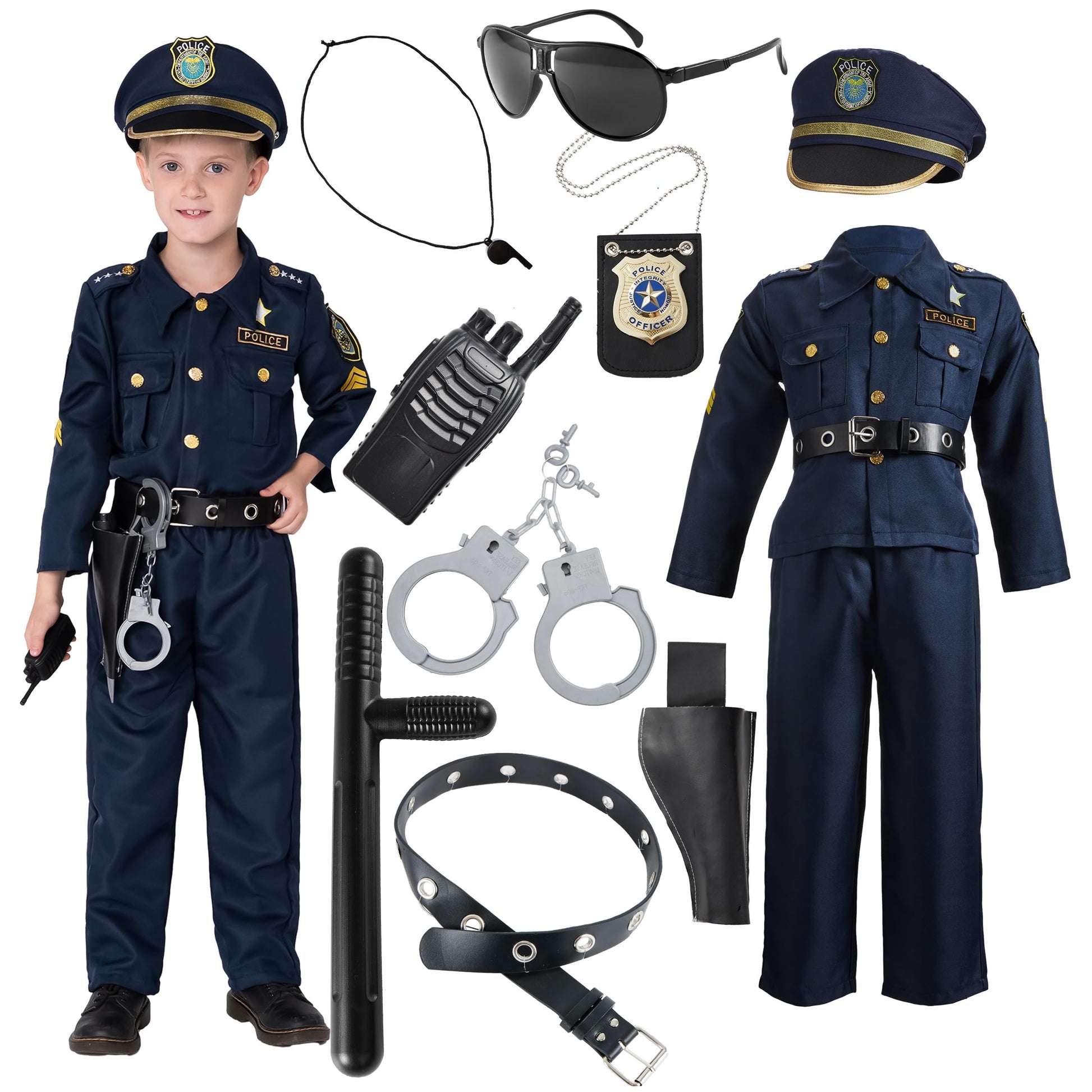 Joyin Toy Halloween Toddler Police Costume, Police Officer Costume For Boys, Kids Cop Costume With Police Accessories For Roleplay And Dressup (Small (5-7 Yrs))