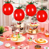 Gejoy 100 kit DIY Tomato Balloon Pizza Party Decoration 10 Inch Tomato Shaped Balloons Twist Ties Green Ribbon Leaf Shaped Cards