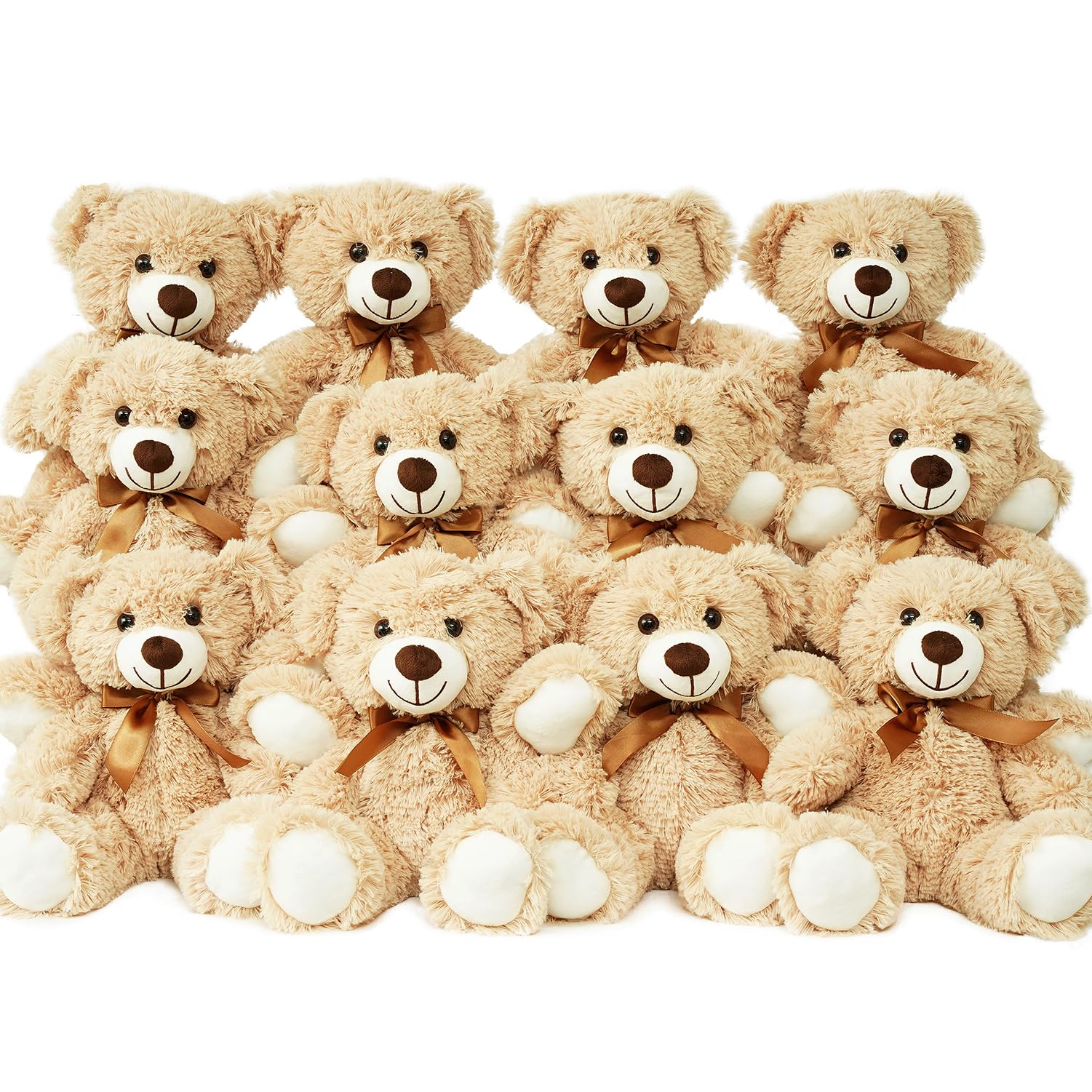 Lelelong 12 Pack Teddy Bears Bulk 13.5 Inch Small Teddy Bear Stuffed Bears For Baby Shower Centerpiece Decorations For Christmas